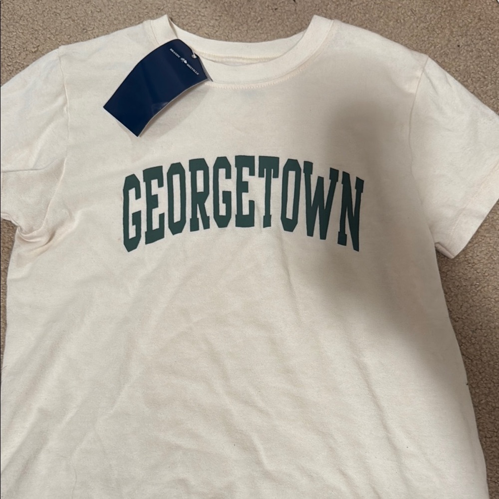 Brandy Melville Cream and Green Short Sleeve Tee